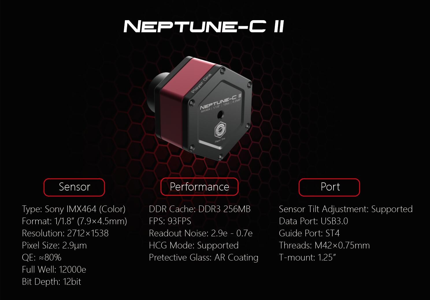 Player One Astronomy Neptune-C II - Capteur